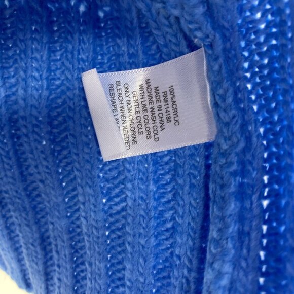 a.n.a Sweater Blue V Neck Ribbed Knit Long Sleeve Pullover - Picture 5 of 8